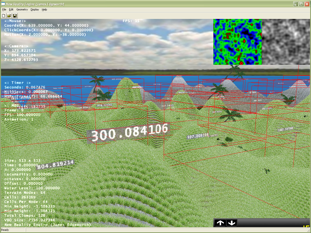 Using this much grass certainly taxes the GPU, so here's an attempt to
        solve the issue by using the Geo Mip-Mapping nodes to define how far away grass would be
        visible. Without using fog, this just looked too obvious.