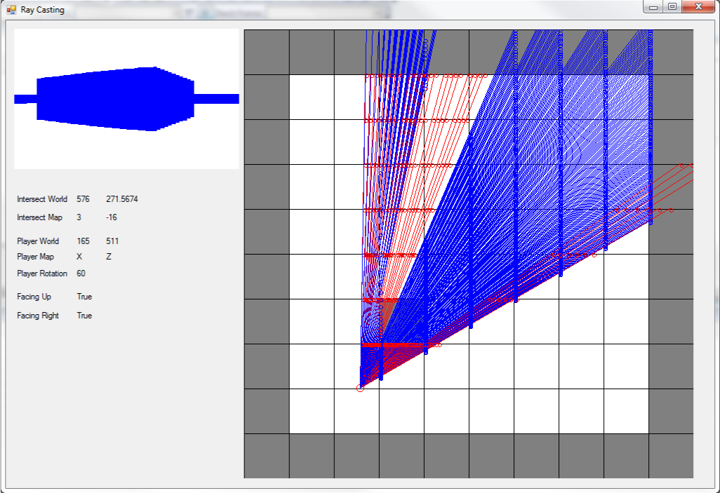 Casting rays and testing at each grid edge.